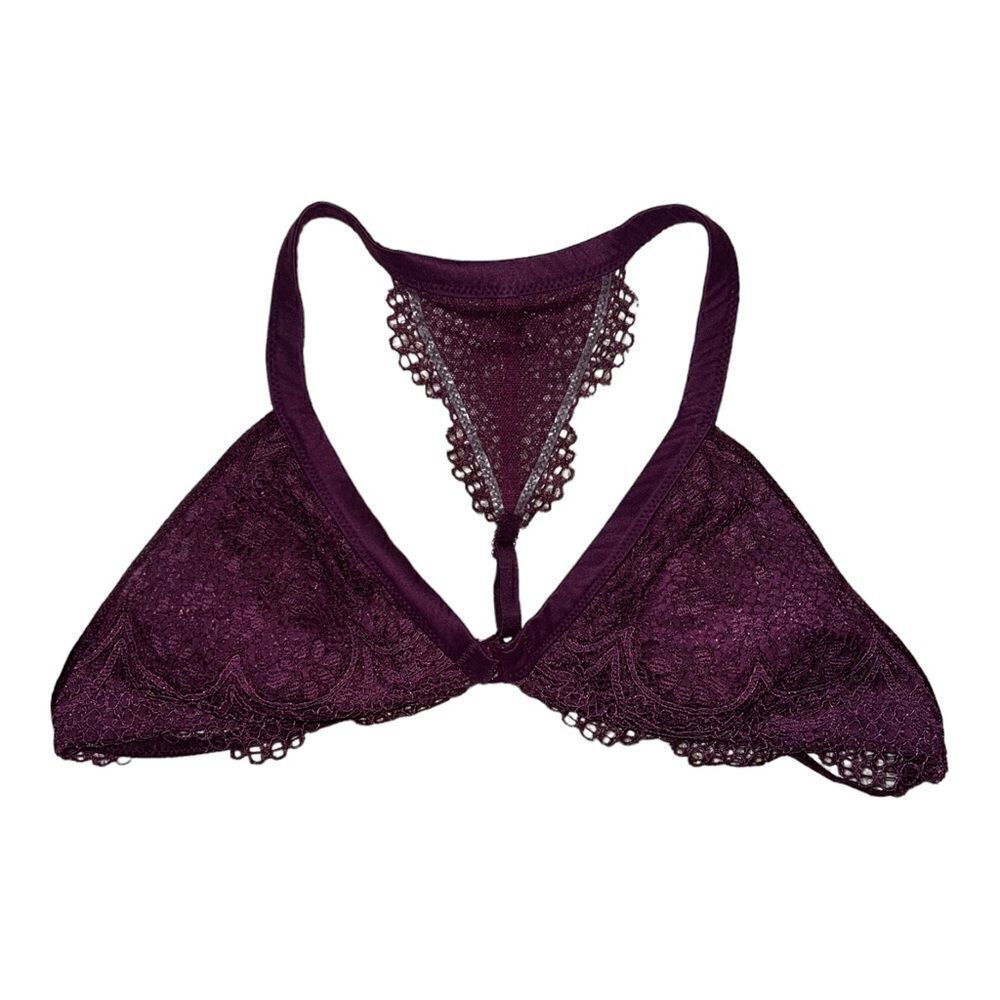 Victoria's Secret Burgundy Triangle Bralette Padded Front Closure Small EUC